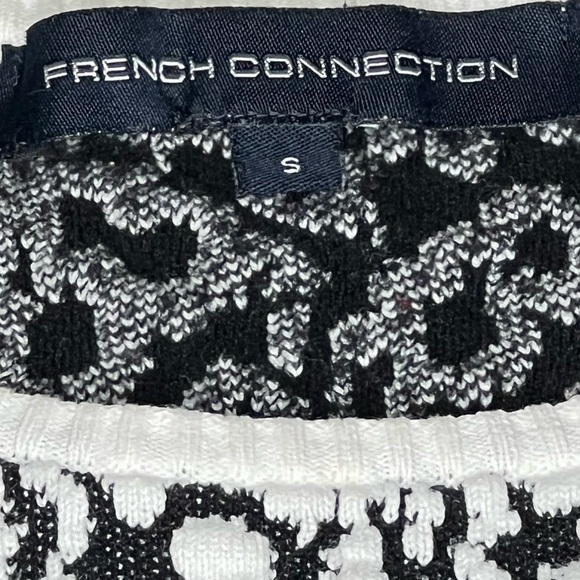 FRENCH CONNECTION Textured Long Sleeve Sweater Black White Women's S - Picture 11 of 12